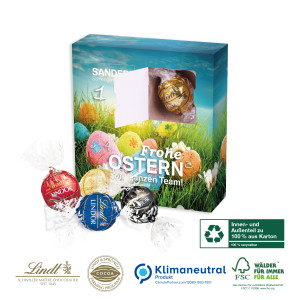 Karton-Osterkalender Lindt Lindor mit vier Türchen, Klimaneutral, FSC®