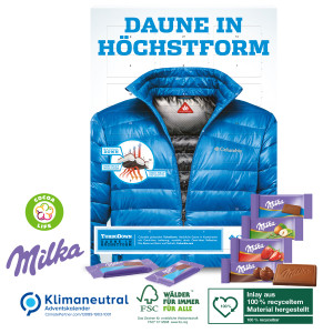 Wand-Adventskalender Milka gemischt, Klimaneutral, FSC®, Inlay aus 100% recyceltem Material