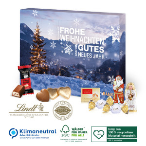 Adventskalender Lindt Premium-Selection, Klimaneutral, FSC®, Inlay aus 100% recyceltem Material