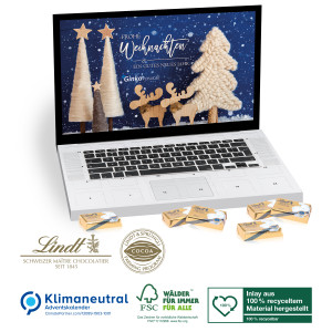 Tisch-Adventskalender Lindt Select Edition Laptop, Klimaneutral, FSC®, Inlay aus 100% recyceltem Material