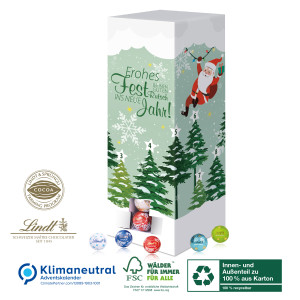 Karton-Adventskalender Turm Lindt, Klimaneutral, FSC®, Innen- und Außenteil zu 100% aus Karton