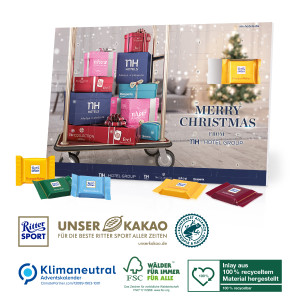 Tisch-Adventskalender Ritter SPORT, Klimaneutral, FSC®, Inlay aus 100% recyceltem Material