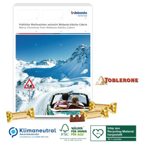 Wand-Adventskalender mit TOBLERONE, Klimaneutral, FSC®, Inlay aus Recycling-Material hergestellt