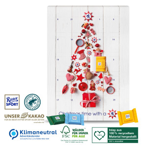 Wand-Adventskalender Ritter SPORT, Klimaneutral, FSC®, Inlay aus 100% recyceltem Material