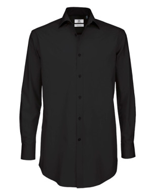 Men´s Poplin Shirt Black Tie Long Sleeve