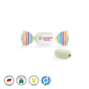 Bonbon im weißen Wickler, gefüllt, Schoko Minz 