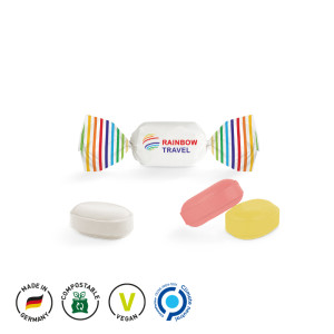 Bonbon im weißen Wickler, ungefüllt, Fruchtmix