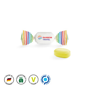 Bonbon im weißen Wickler, ungefüllt, Zitrone mit Vitamin C