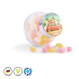 Bonbonglas Mini mit Etikett, Fruchtmix