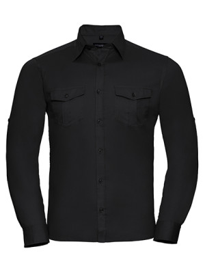 Men`s Roll Long Sleeve Fitted Twill Shirt