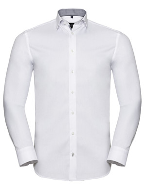 Men`s Long Sleeve Tailored Contrast Herringbone Shirt 