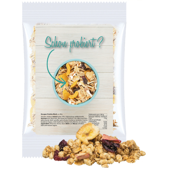 Müsli Knusper Früchte, ca. 60g, Express Maxi-Tüte mit Etikett