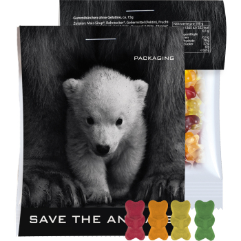 Bio Gummibärchen ohne Gelatine, ca. 15g, Express Midi-Tüte mit Werbereiter