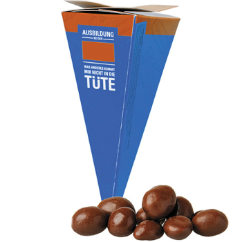 Bio Schoko-Erdnüsse, ca. 30g, Präsent-Pyramide