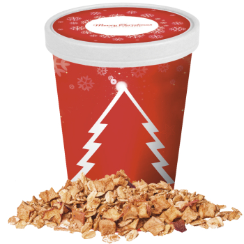 Bio Crunchy Weihnachtsmüsli Apfel-Zimt, ca. 60g, Snackbecher Maxi
