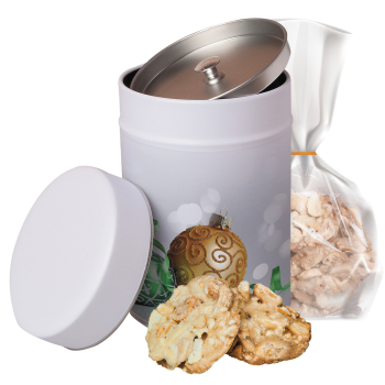 Cashew-Erdnuss Taler, ca. 100g, kompostierbarer Beutel in Metalldose Maxi