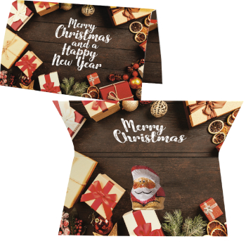 Mini Schoko-Weihnachtsmänner, ca. 7g, Werbekarte gefaltet