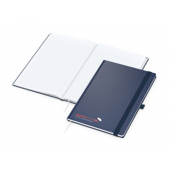 Business-Notizbücher - fest gebunden Vision-Book White A4 bestseller, dunkelblau Siebdruck-Digital
