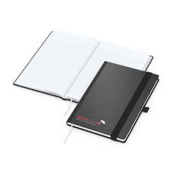 Business-Notizbücher - fest gebunden Vision-Book White A5 bestseller, schwarz Siebdruck-Digital