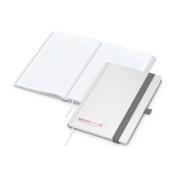 Business-Notizbücher - fest gebunden Vision-Book White A5 bestseller, weiß Siebdruck-Digital