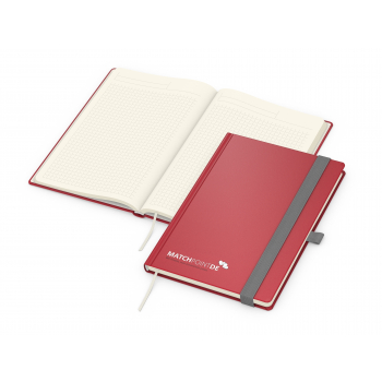 Business-Notizbücher - fest gebunden Vision-Book Creme A5 bestseller, rot Siebdruck-Digital