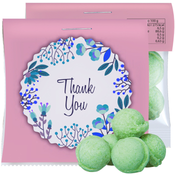 Waldmeister-Brause Bonbons, ca. 7g, Express Mini-Tüte mit Werbereiter