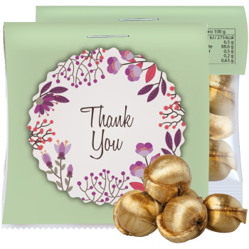 Goldnüsse Bonbons, ca. 7g, Express Mini-Tüte mit Werbereiter
