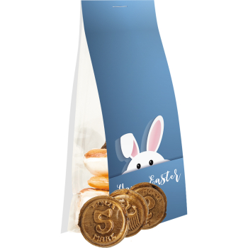 Knuspertaler Bonbons, ca. 40g, Express Blockbodenbeutel mit Werbereiter