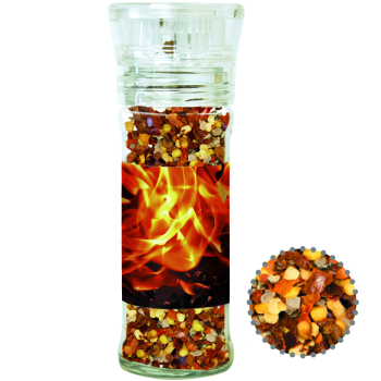 Bio Gewürzmischung Feuer und Flamme, ca. 45g, transparente Gewürzmühle