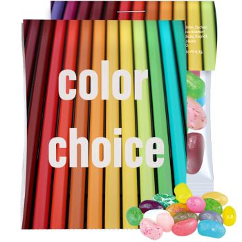 Jelly Beans süß-Mix, ca. 15g, Express Midi-Tüte mit Werbereiter