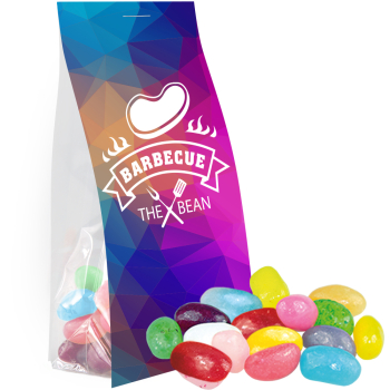 Jelly Beans sauer-Mix, ca. 40g, Express Blockbodenbeutel mit Werbereiter