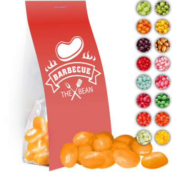 Jelly Beans sortenrein, ca. 40g, Express Blockbodenbeutel mit Werbereiter