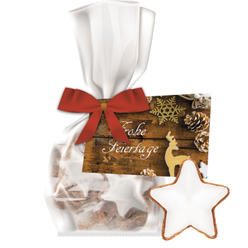Zimtsterne, ca. 21g, Express Flachbeutel mit Werbekarte