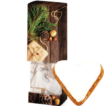 Zimt-Apfelherz, ca. 80g, Faltschachtel mit Sichtfenster