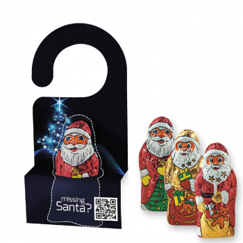 Mini+ Schoko-Weihnachtsmann, ca. 10g, Displaybox mit Hänger