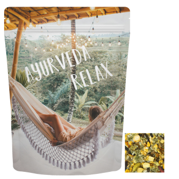 Ayurveda Relax-Tee, ca. 50g, cmyk Standbeutel Midi