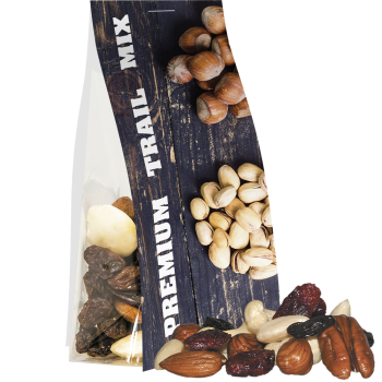 Premium Studentenfutter, ca. 40g, Express Blockbodenbeutel mit Werbereiter