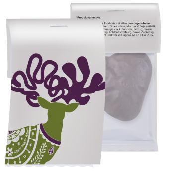 Bio Lebkuchen Schokoherzen gefüllt, ca. 12g, Express Flowpack mit Werbereiter