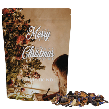 Christkindl Tee, ca. 50g, cmyk Standbeutel Midi