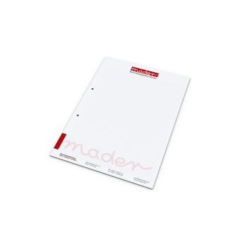 Print-Werbemittel Schreibblock A4 bestseller, 25 Blatt mit 2-fach Abheftlochung 