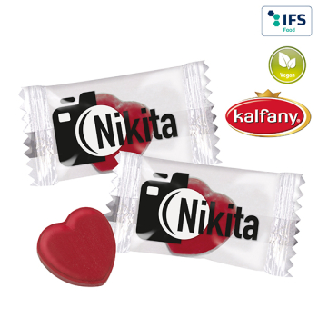 Herz-Bonbons im Flowpack