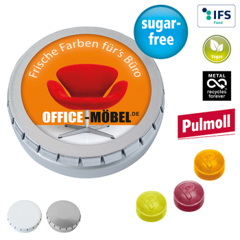 MINI-Drück-mich-Dose mit Pulmoll Pastillen, 50g