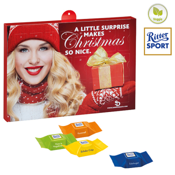 Premium Präsent-Adventskalender mit Ritter Sport Schokowürfeln