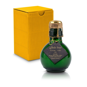 Kleinste Sektflasche der Welt! schwarzer Anhänger - Inklusive Geschenkkarton, 125 ml