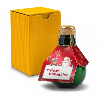 Origineller Sekt Fröhliche Weihnachten - Karton Gelb, 125 ml