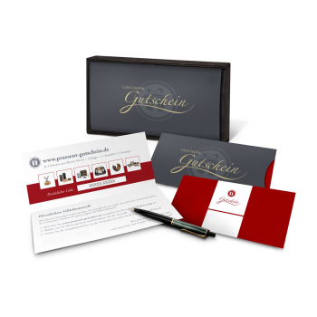 Geschenkgutschein Rot in Holzkiste, Kategorie 10 €, große Auswahl an Präsenten, Lifestyle- und Wellnessprodukten