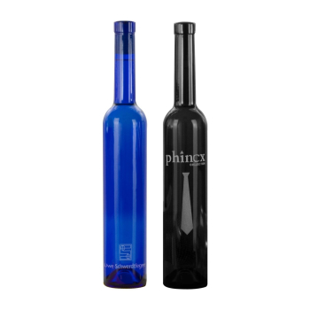 Grappa positiv gesandstrahlt, blaue Flasche, 0,5 l