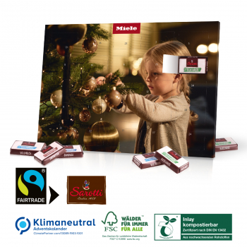 Tisch-Adventskalender mit Fairtrade-Kakao, Klimaneutral, FSC®, Inlay kompostierbar
