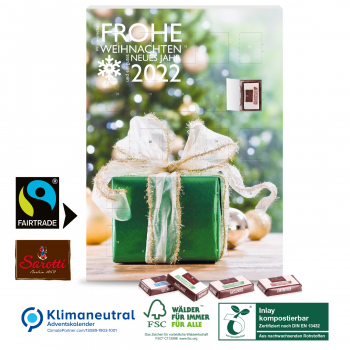 Wand-Adventskalender mit Fairtrade-Kakao, Klimaneutral, FSC®, Inlay kompostierbar