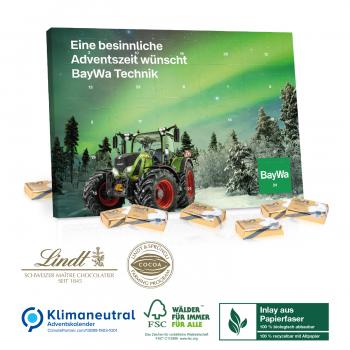 Tisch-Adventskalender Lindt Select Edition Organic, Klimaneutral, FSC®, Inlay aus Papierfaser
